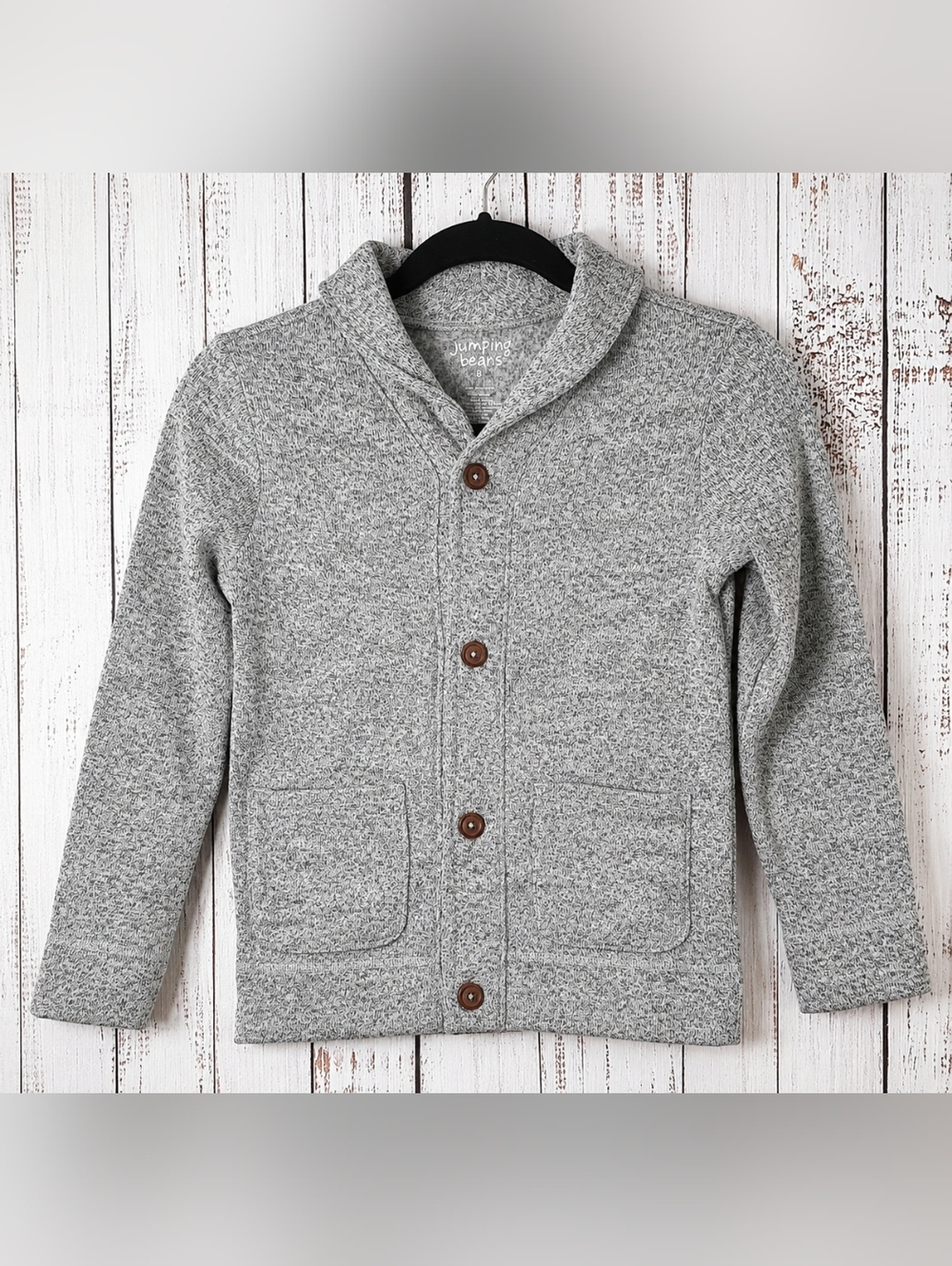 Jumping Beans Boys Gray Grandpa Cardigan Sweater Size 8 Cozy Preppy NWOT